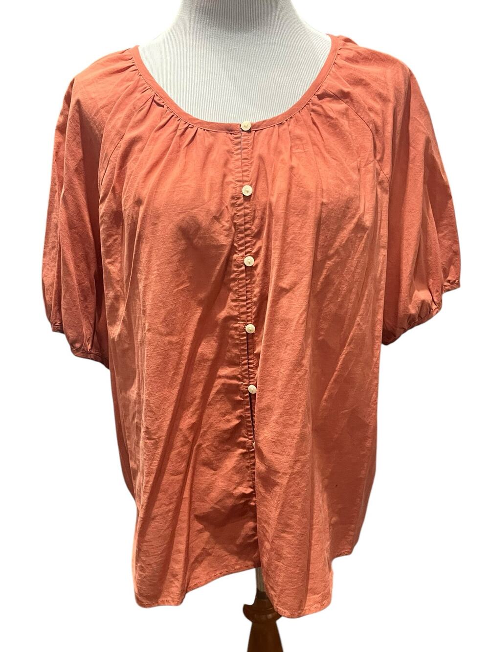 Universal Thread Women's Salmon Button Short Sleeve Flowy Blouse Top SIZE XXL